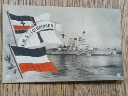 Photo Karte Kriegsmarine / S.M.S. Lothringen ca. 1912