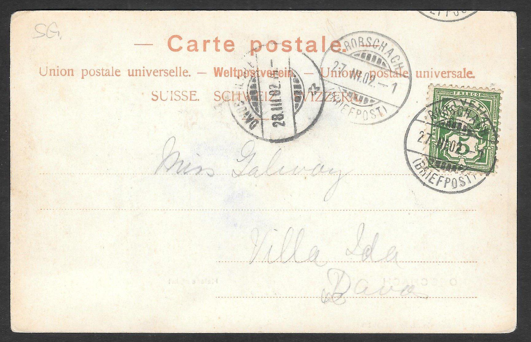 Cartoline postali: Rorschach Hafeneinfahrt mit Schiffen und Bahnhof – Usato da Olten venduto da clotaldi 1