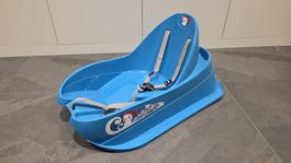 Kinderschlitten EDA Bobee blau mit Sicherheitsgurt