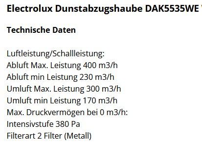 Electrolux Dampfabzug: Dampfabzug neu Electrolux DAK5535WE – Neu und originalverpackt aus Aarau von  3
