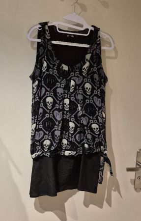 Philipp Plein Top / Minikleid  XS mit Totenkopf-Muster,