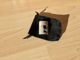Silber 925 Anhänger mit blauem Stein, vergoldete Partien