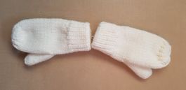 Strick Fäustlinge weiss,  gefüttert, für 6 - 12 Monate