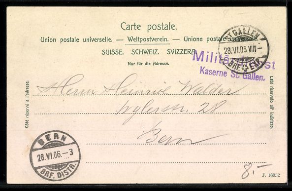 Cartoline postali: AK St. Gallen, Kantine, 1906 – Usato da Berlin venduto da bartko-reher 1