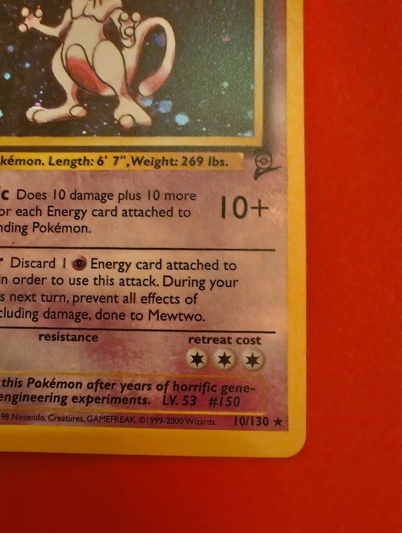 Pokémon Mewtwo HOLO SHADOWLESS – Base Set (1999) – ORIGINAL (Gebraucht ...