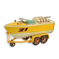 Blechmodell Rennboot auf Trailer, Länge 32,5 cm
