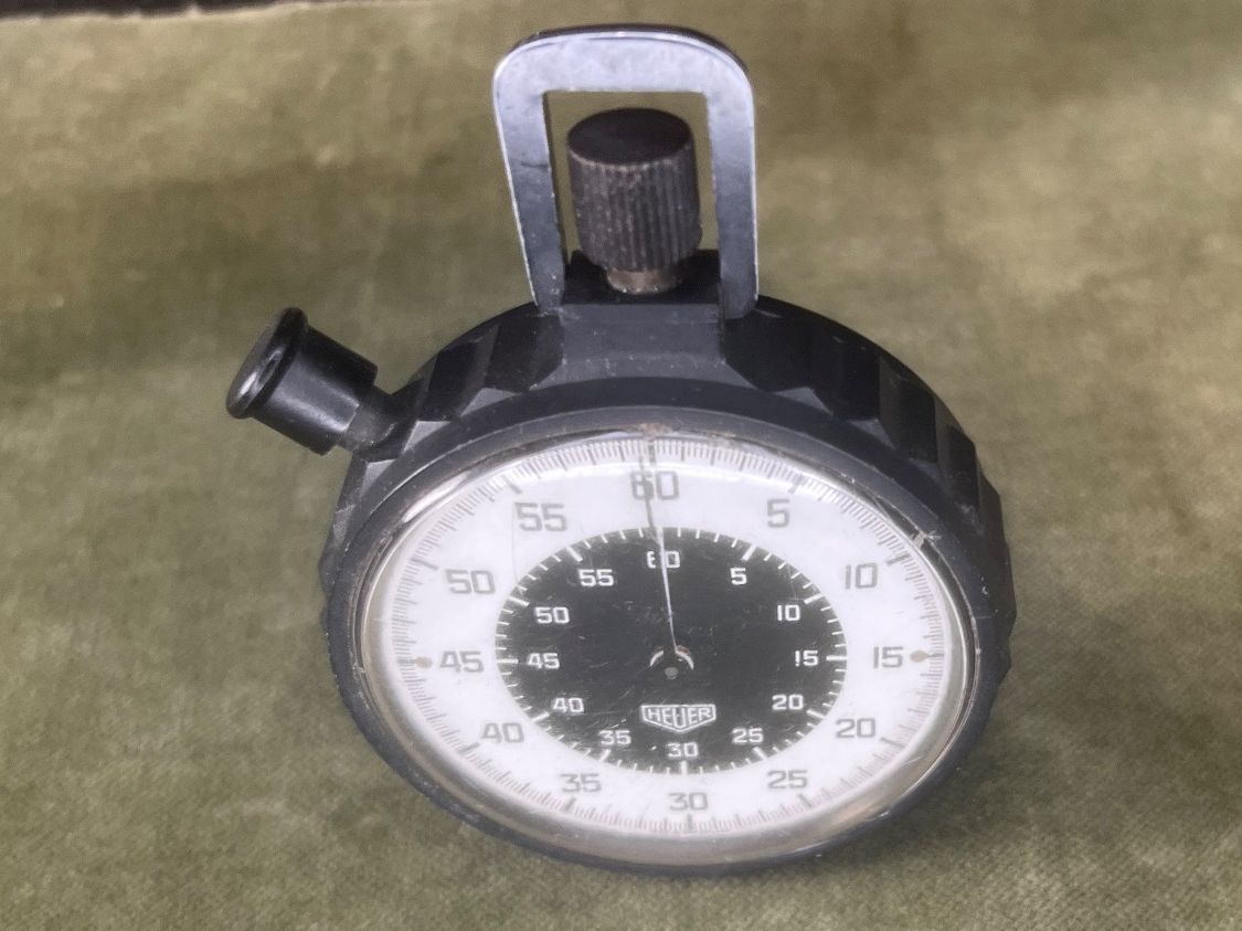 Tag Heuer Orologi: Heuer Stop Uhr in Schutz Case – Usato da Magden venduto da Hornet2 4