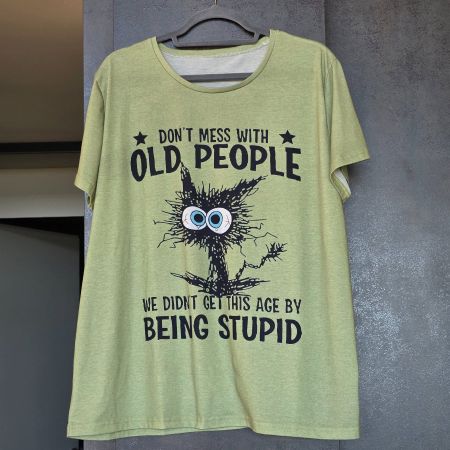 🐸 WITZIGES T-SHIRT XL KATZE HELLGRÜN NEUWERTIG