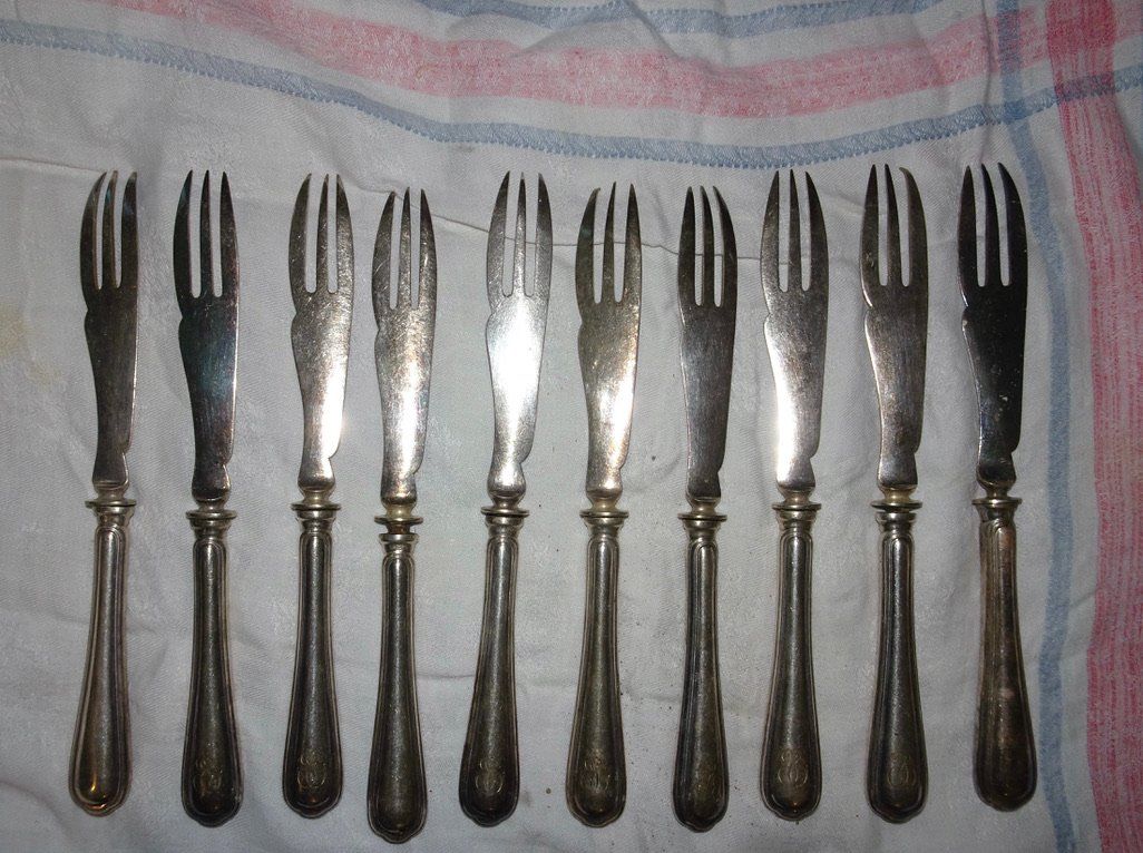Christofle Forchette: 10 Fourchettes à poisson en argent – Usato da Châtelaine venduto da fil_7lqg
