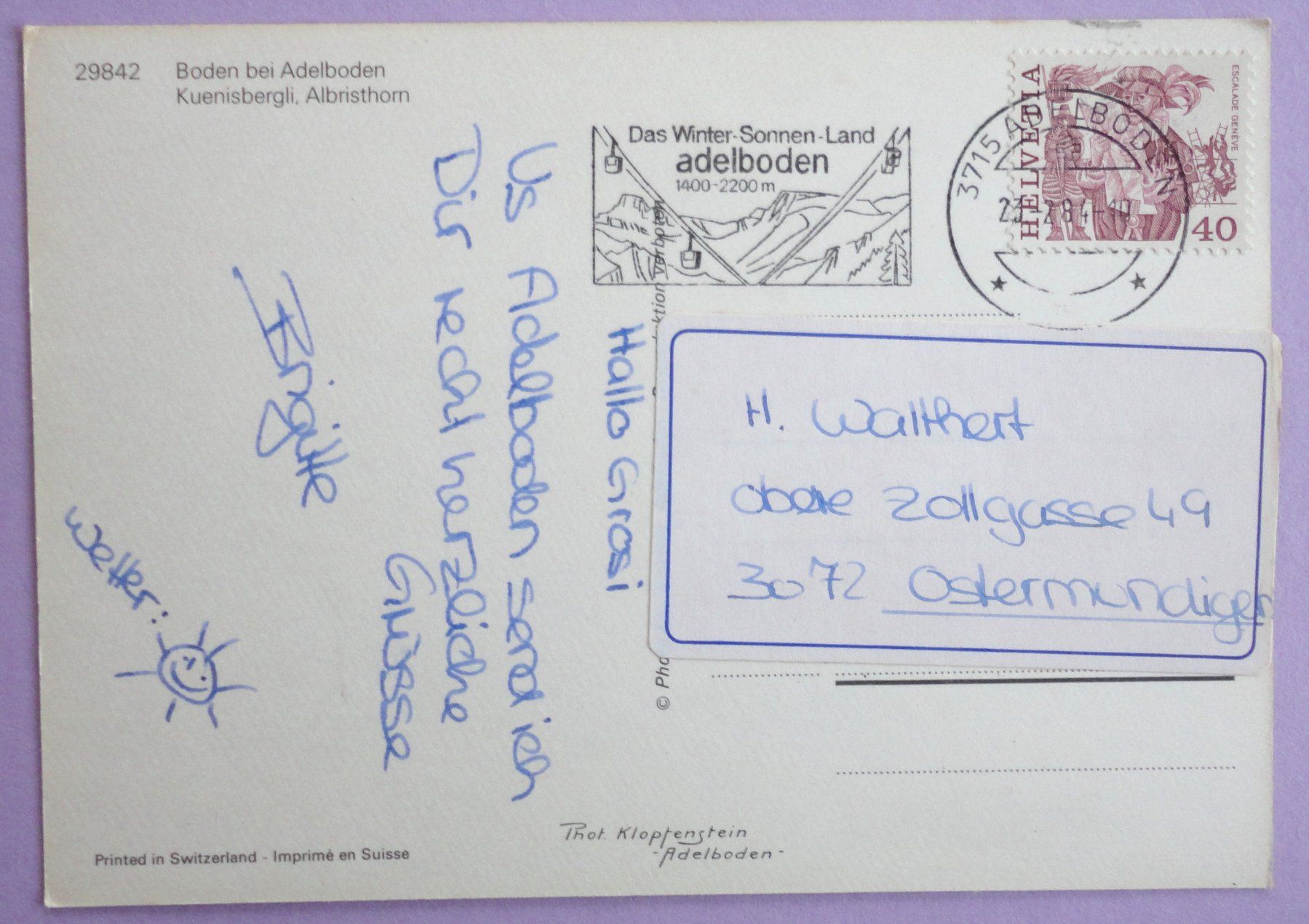 Cartoline postali: Boden bei Adelboden – Usato da Fétigny venduto da Billy2miny 1