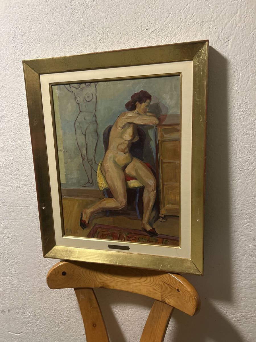 Dipinti: Original Ölgemälde "Aktstudie" von Adolf Weibel, 1950 – Usato da Glarus venduto da KunstWerkEr-LS87 1