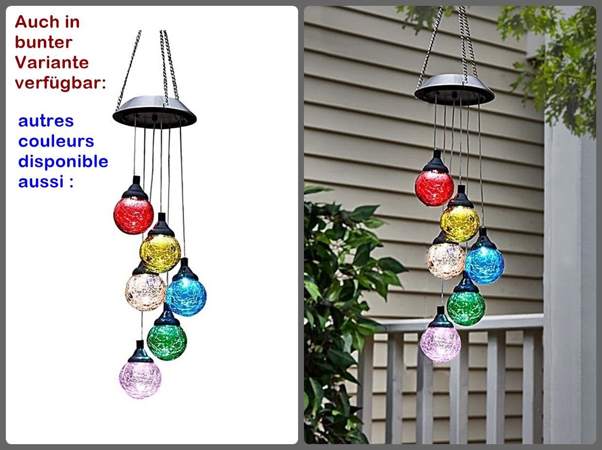 Sonstige Dekorationen & Accessoires: Windspiel mit LED Solar Kugeln weiss – Neu und originalverpackt aus Wettingen von Swala 7