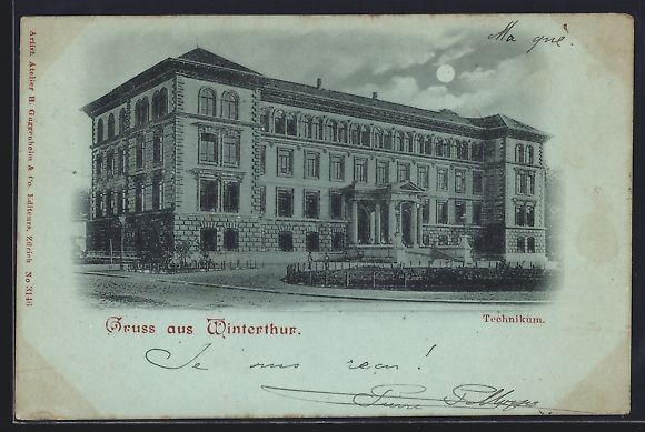 Cartoline postali: Mondschein-AK Winterthur, Partie am Tech – Usato da Berlin venduto da bartko-reher