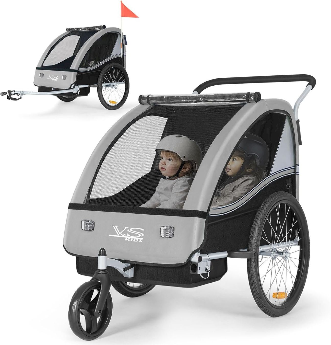 Rimorchi per biciclette: Tiggo VS 2 in 1 Kinderanhänger Grau – Nuovo e nell'imballaggio originale da Bottighofen venduto da zaap