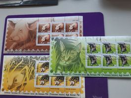 3 Kleinbogen, ET-Sonderstempel "Schweizer Tierschutz STS"