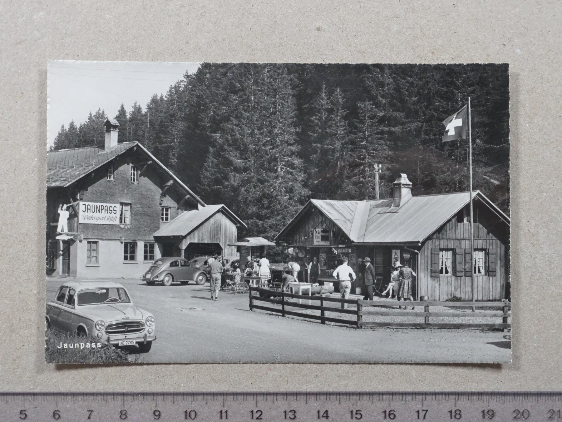 Ansichtskarten: Jaunpass, Auto, belebt, Oldtimer – Gebraucht aus Lenzburg von fh1