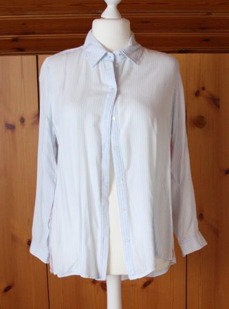 Bluse Langarm blau - weiss Gr. L