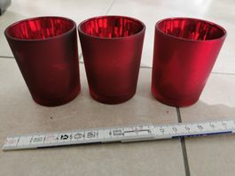 3x Kerzenglas / Dekoglas rot