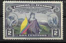 Ecuador 1938: Allegorie Freiheit und Fahne