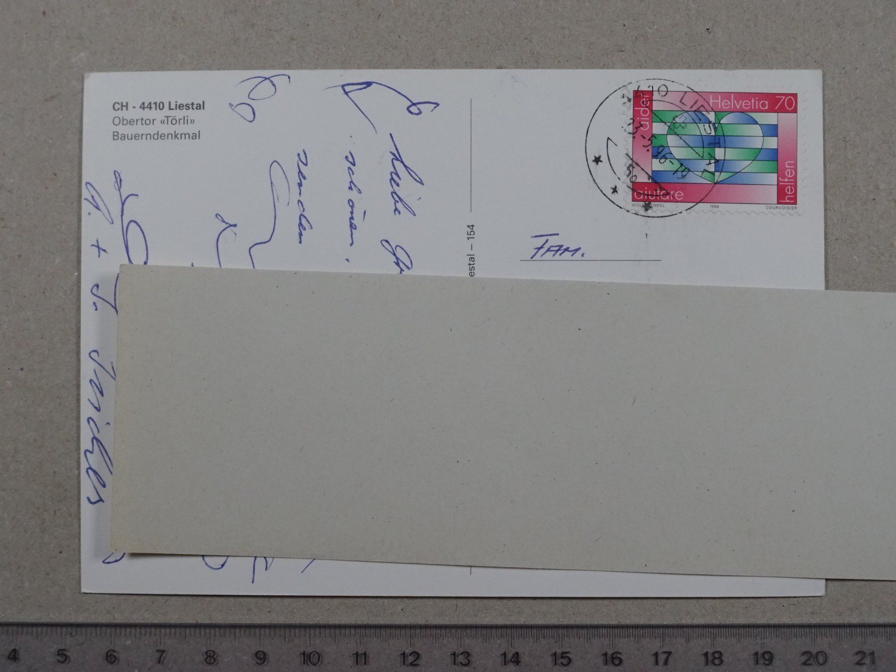 Cartoline postali: Liestal, Obertor "Törli", Bauerndenkmal, 1996 – Usato da Lenzburg venduto da fh1 1