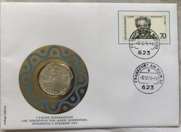 Numisbrief - 5 DM Gedenkmünze - Albert Schweitzer - Silber