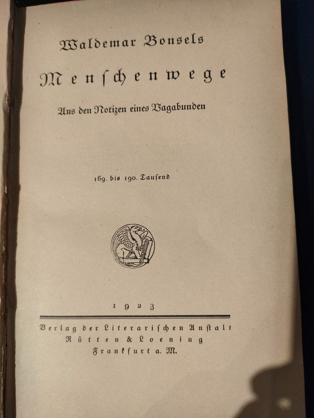 Libri: Buch: Waldemar Bonsels - Menschenwege - 1923 – Usato da Wiesendangen venduto da s_er 3