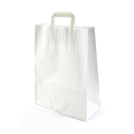 50 Flachhenkel-Papiertaschen in weiss 32+17x44cm