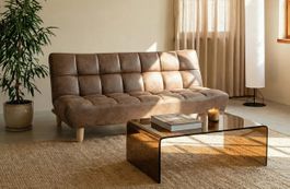 Schlafsofa Klappsofa 3-Sitzer Microfaser Liege Couch Vintage