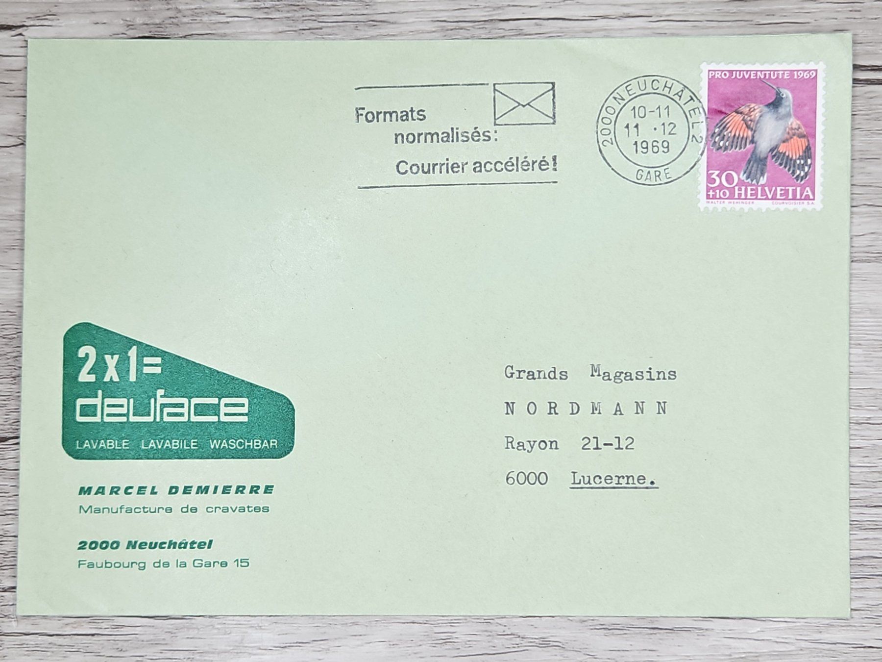 Tutti i francobolli: CL01 Enveloppe + Timbre Suisse 1969 – Usato da Cousset venduto da Patrick_Collections