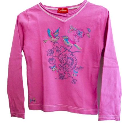 Gr. 110 CHIPIE Langarmshirt BESTICKT Achsel 29cm L40cm