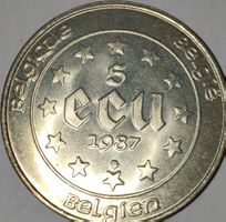 Belgien 5 ECU Münze 1987 neuwertiger Zustand Silber