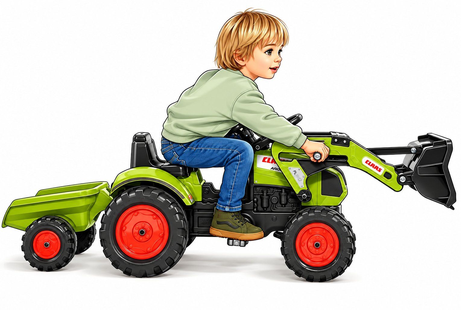 Fahrzeuge für Kinder: Trettraktor Tretbaggerlader mit Anhänger – Neu und originalverpackt aus Untersiggenthal von customs 2