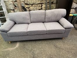 Sofa 3-sitzig grau Stoff gute Zustand