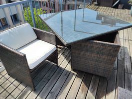 Rattan-Lounge, mit Sonnenliege Top Qualität