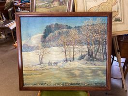 Schädeli Alfred Wylerwald Bern im Winter mit Aare sign