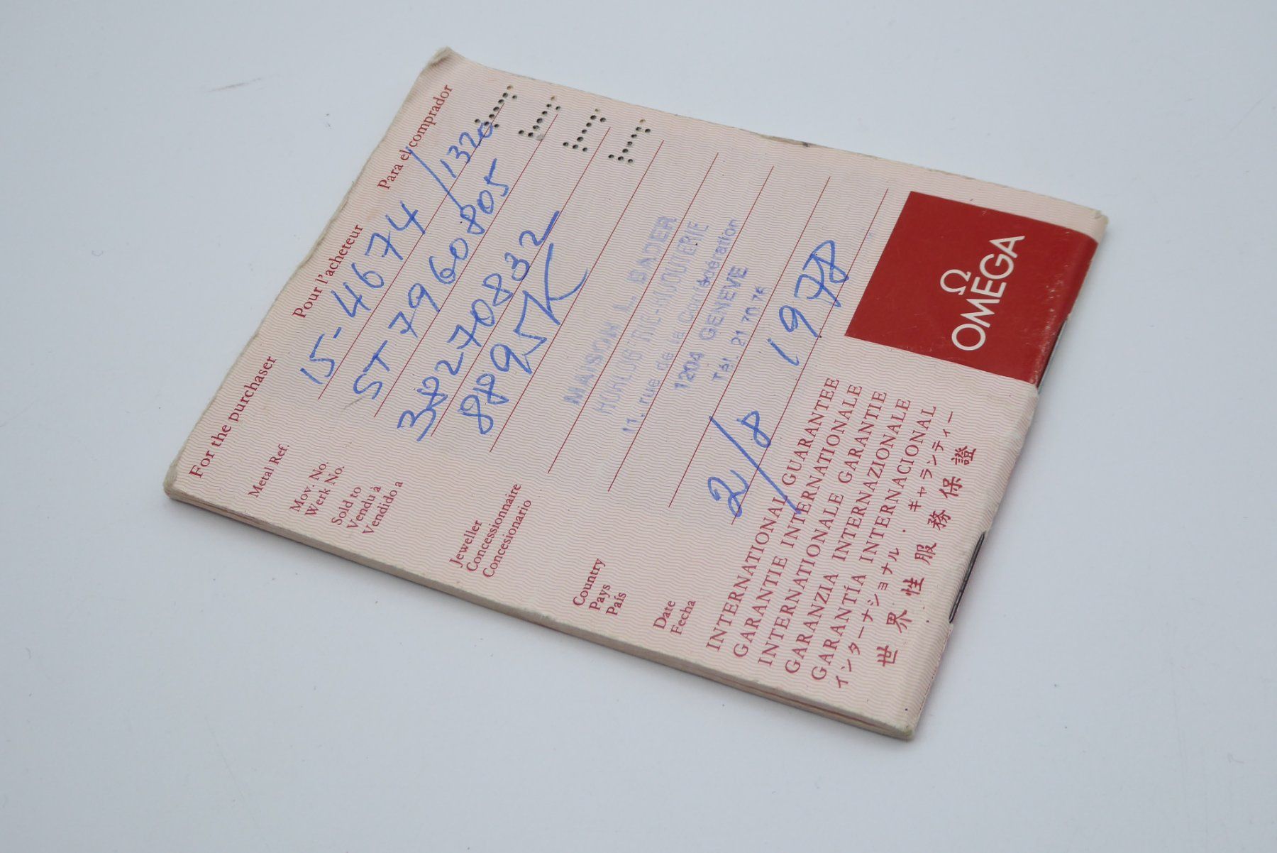 Omega Orologi: Omega International guarantee Booklet 1111 – Usato da Geneve venduto da adr_xk6n 1