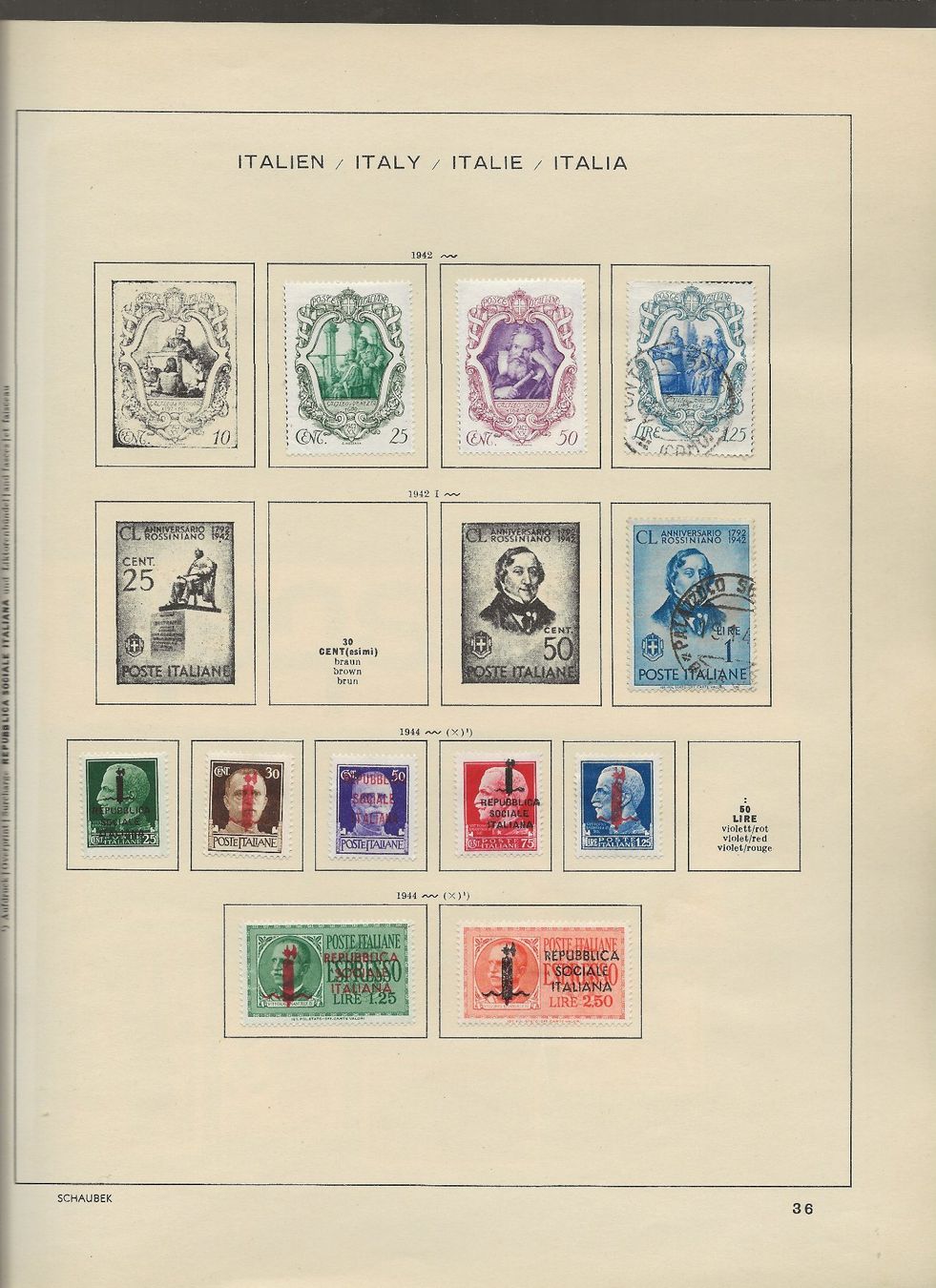 Alle Briefmarken: Marken Italien 1938 bis 1947 – Gebraucht aus Au ZH von xelagreb01 3