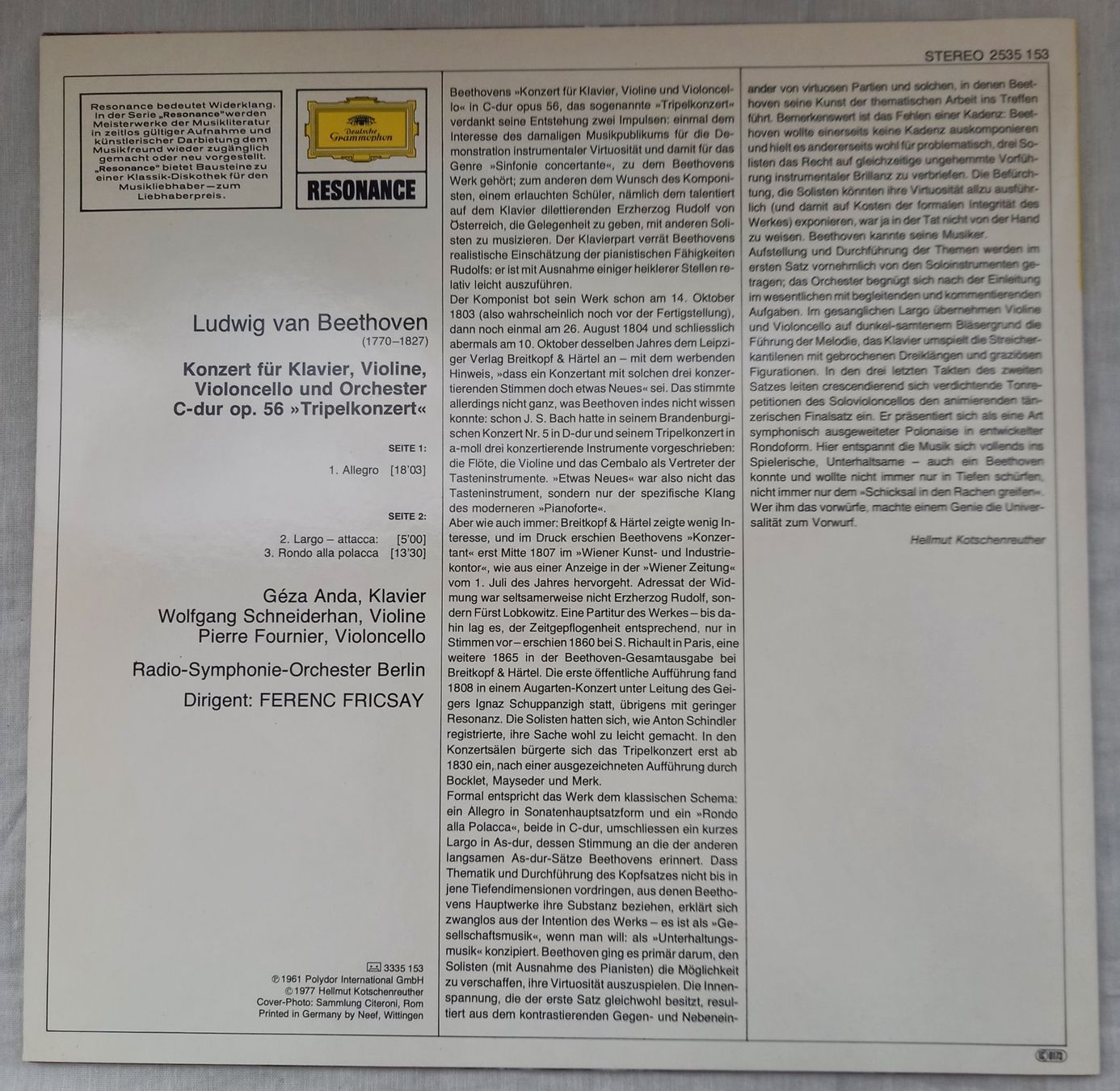 Dischi in vinile: KLASSIK-LP "Beethoven - TRIPELKONZERT" – Nuovo (secondo la descrizione) da Binningen venduto da mar_2jlr 2
