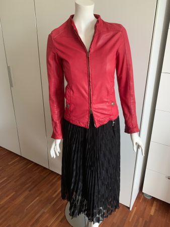 SANTACROCE: Exklusive sexy rote Lederjacke, gefüttert, 36