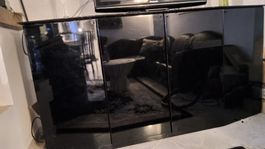 Schwarzer Sideboard/TV-Möbel mit Marmorplatte, Top!