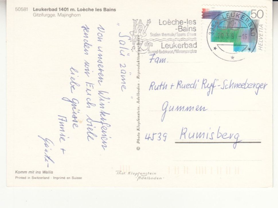 Cartes postales: Leukerbad 1991 – D'occasion à Bürglen TG par StampGraf 1