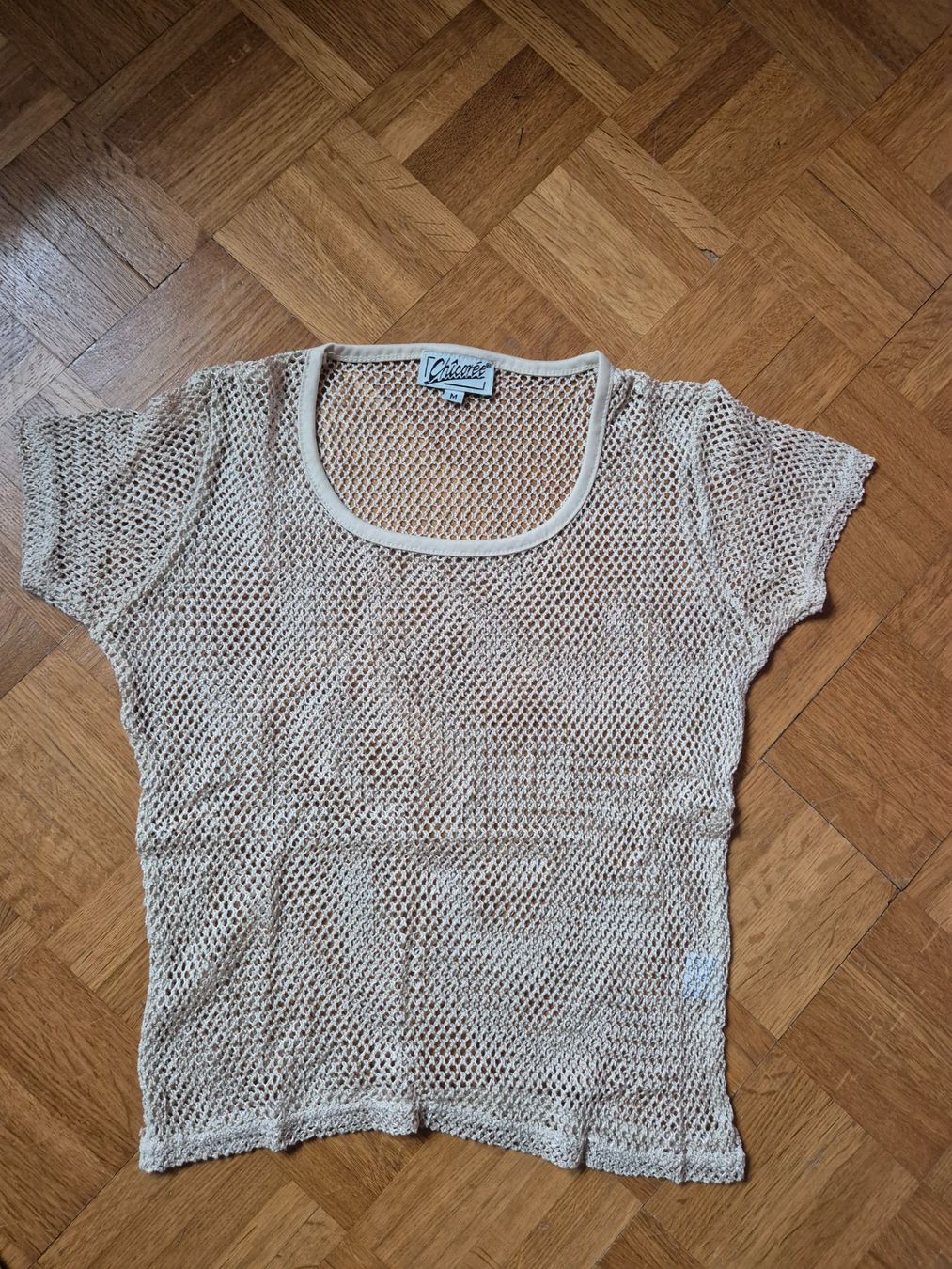 Top: Chicoree Netzshirt, hellbeige, Grösse M, – Usato da Dietikon venduto da grafad
