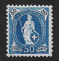 1895: Stehende Helvetia 50 Rp.blau Nr.70D *