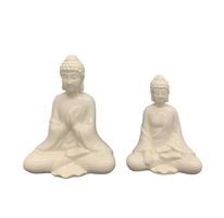 Porzellan Buddha Figur Meditation Deko Yoga Zen weiss NEU