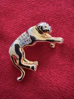 Broche Panthère ou Léopard Dorée avec Strass Étincelants