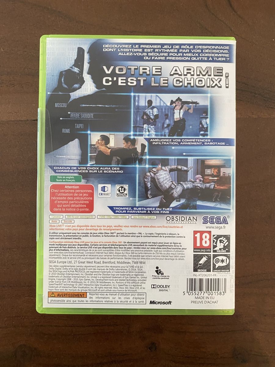Microsoft Giochi: Alpha Protocol für Xbox 360 (FR) – Usato da Thunstetten venduto da Virus_33 2