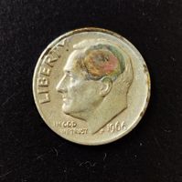 One Dime Münze USA 1966 Regenbogen Patina