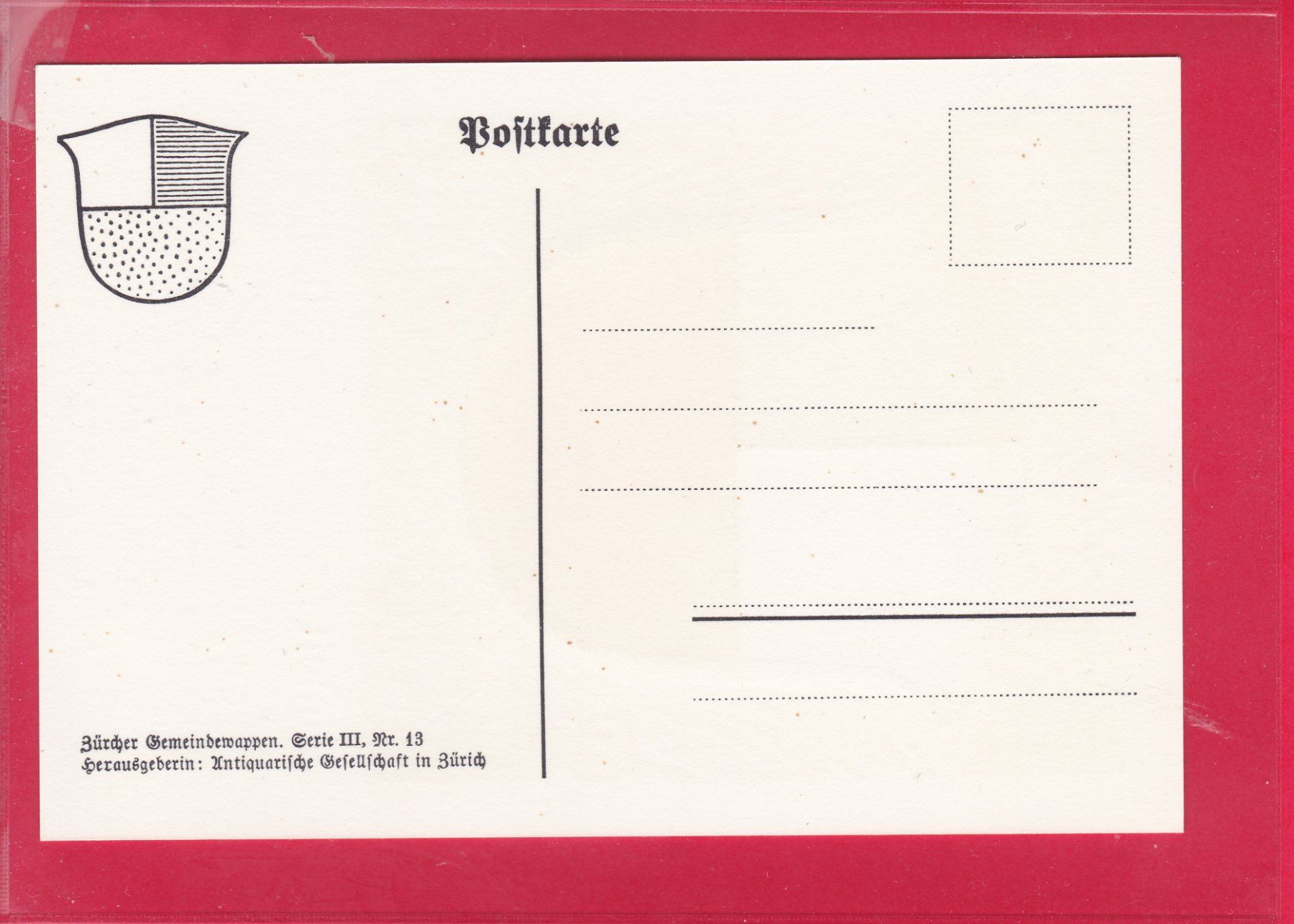 Cartoline postali: ZÜRCHER GEMEINDEWAPPEN, HINWIL – Usato da Oberrieden venduto da Gebirgsstelze 1