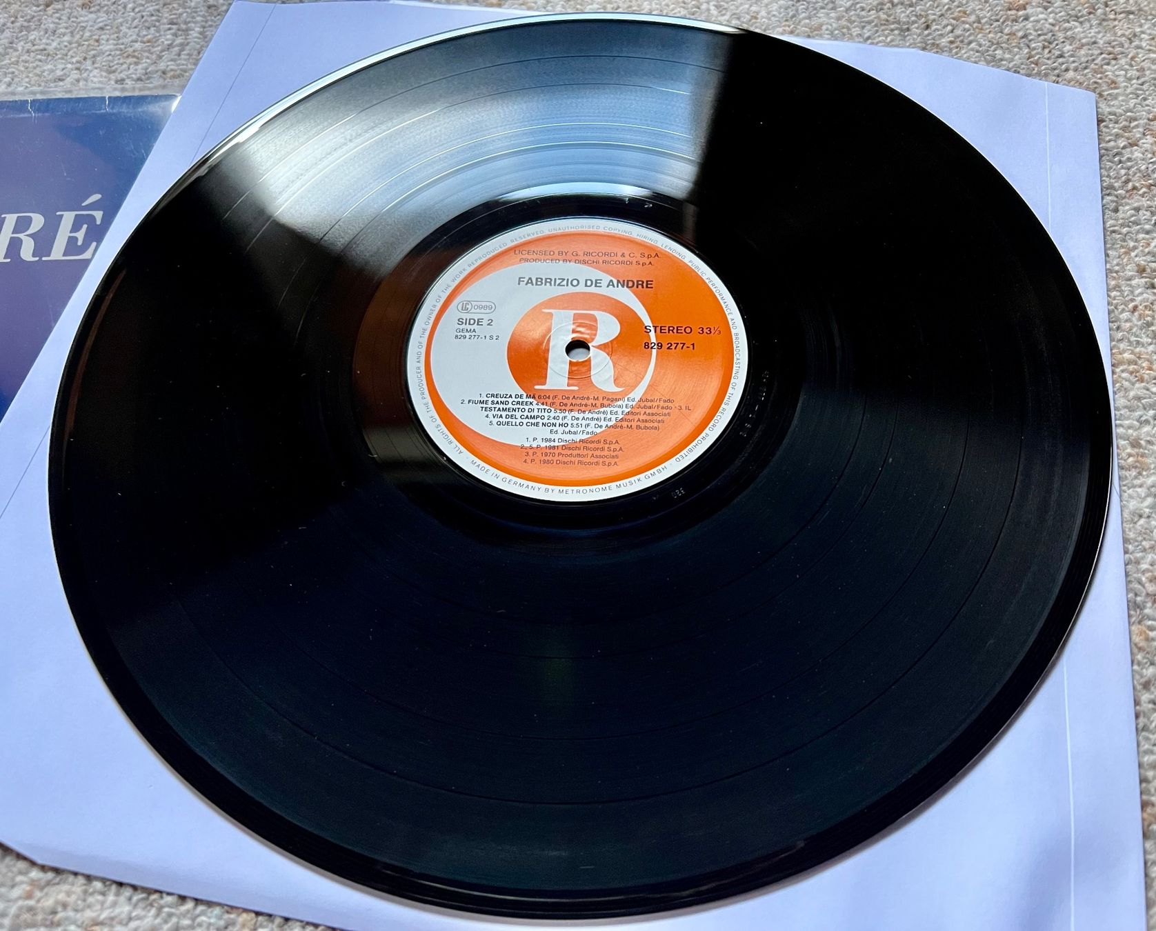 Dischi in vinile: Fabrizio De André  LP GEWASCHEN – Usato da Unterseen venduto da vinylmore 1