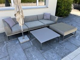 Mazuvo INDO Gartenlounge grau bestehend aus 4-Elementen